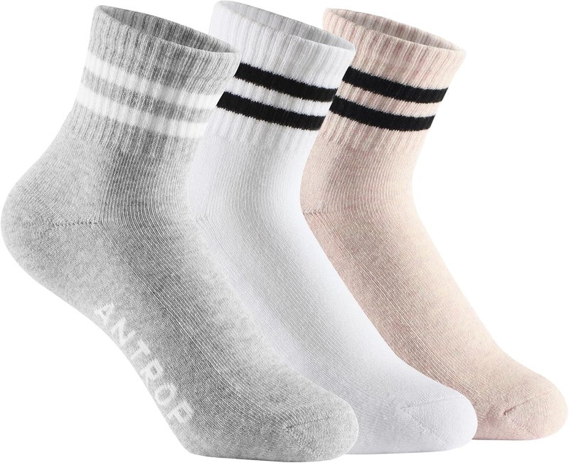 ANT21T Antrop WoMen Quarter Crew Cotton Heel Tab Athletic Running Cushion Socks - Image 1